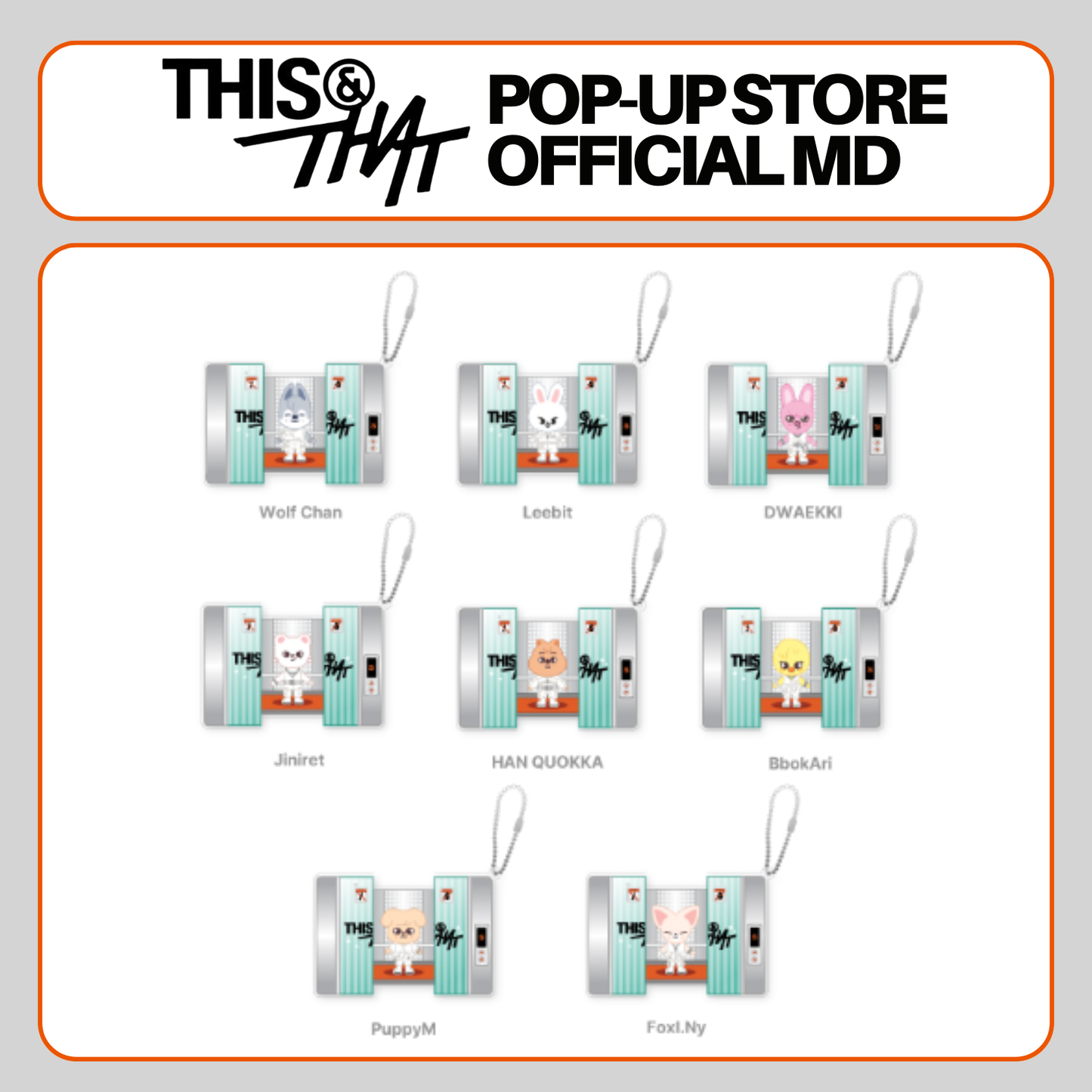 [PRE-ORDER] Stray Kids - SKZOO Capsule Acrylic Keyring - 'This & That' POP-UP STORE Official MD