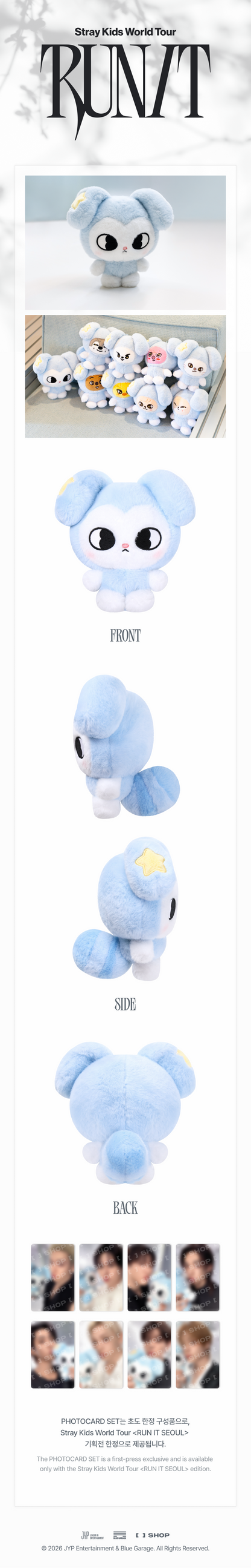 [PRE-ORDER] Stray Kids - TASY Plush Original Ver. - World Tour <RUN IT SEOUL> Online Official MD