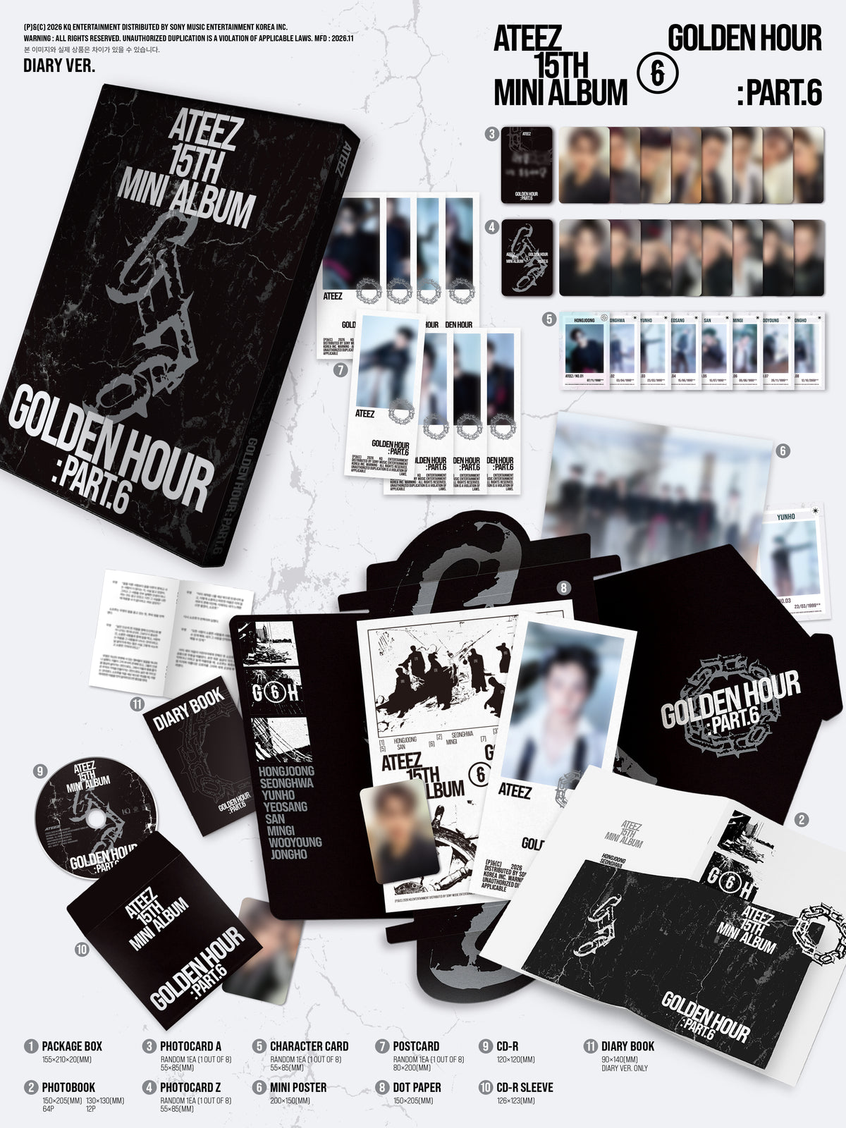 [PRE-ORDER] ATEEZ - 15TH MINI ALBUM [GOLDEN HOUR : Part.6] [Standard Versions] (YES24 POB)
