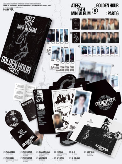 [PRE-ORDER] ATEEZ - 15TH MINI ALBUM [GOLDEN HOUR : Part.6] [Standard Versions] (YES24 POB)