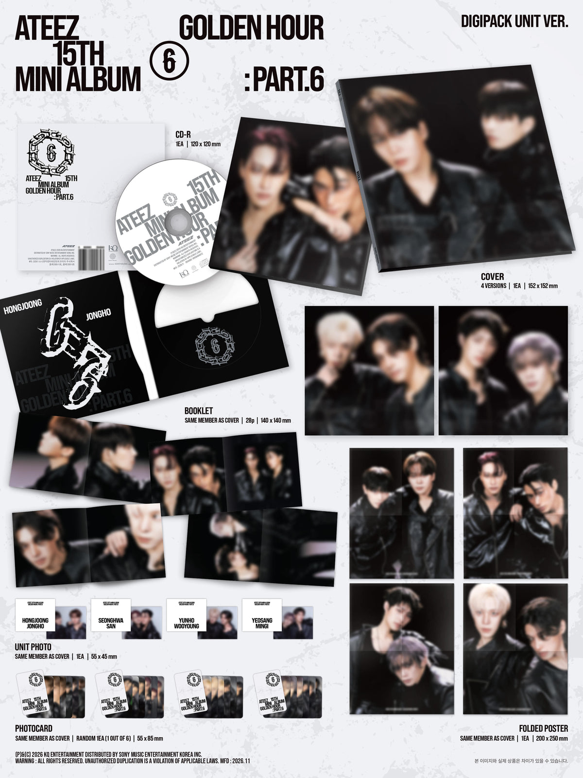 [PRE-ORDER] ATEEZ - 15TH MINI ALBUM [GOLDEN HOUR : Part.6] [DIGIPACK UNIT Versions] (SOUNDWAVE POB)