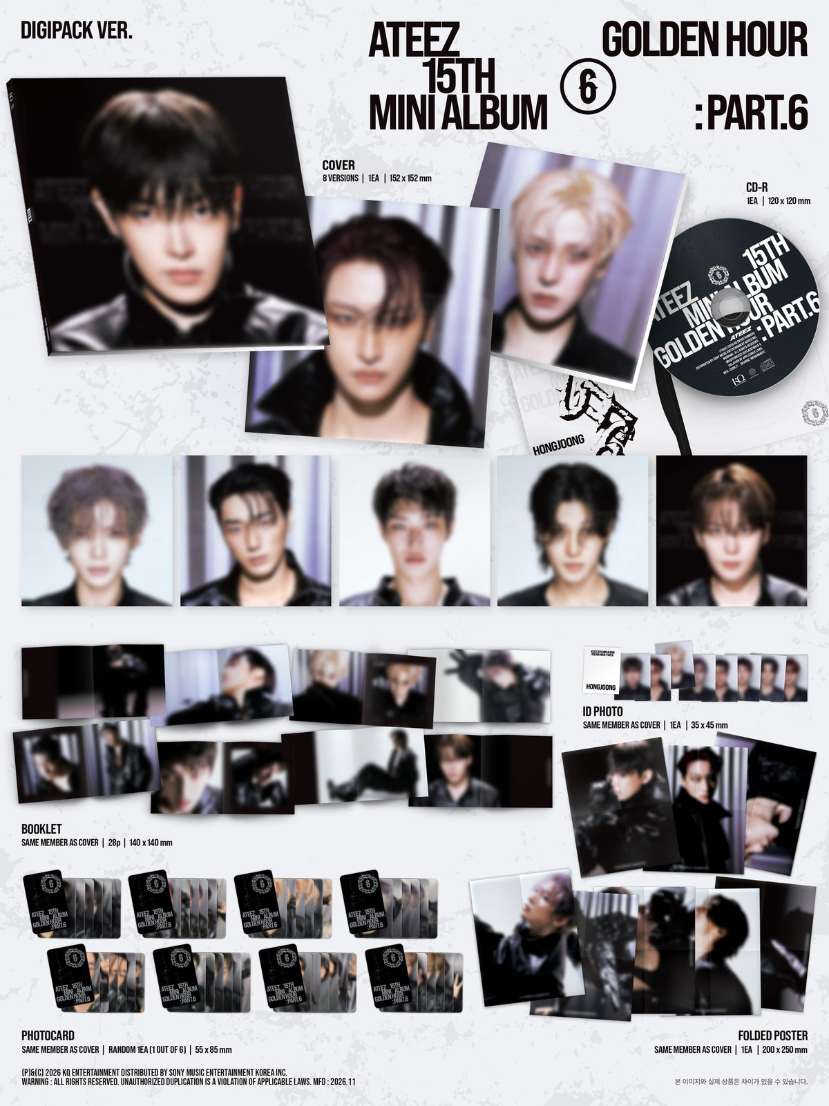 [PRE-ORDER] ATEEZ - 15TH MINI ALBUM [GOLDEN HOUR : Part.6] [DIGIPACK Versions] (APPLEMUSIC POB)