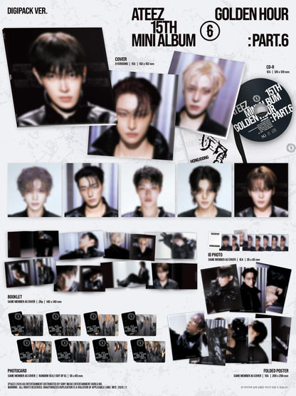 [PRE-ORDER] ATEEZ - 15TH MINI ALBUM [GOLDEN HOUR : Part.6] [DIGIPACK Versions] (APPLEMUSIC POB)