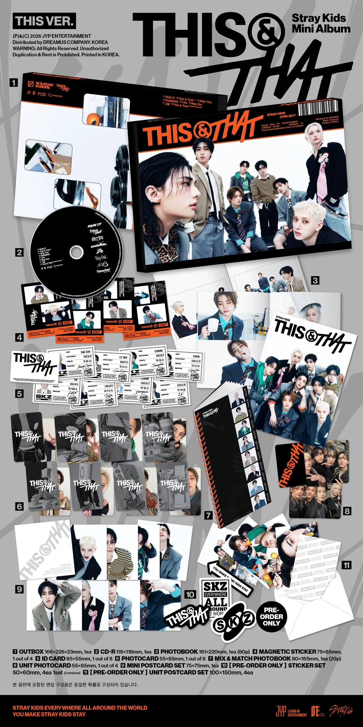 (Restock) Stray Kids - Pre-order Only Unit Postcard Set (3/4) - THIS & THAT (THIS VER.)