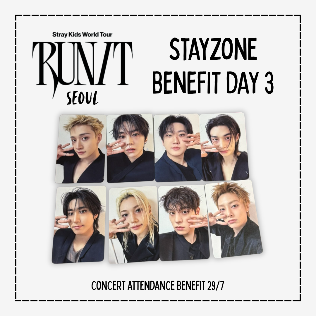 [PRE-ORDER] Stray Kids World Tour <RUN IT SEOUL> STAYZONE DAY 3 (PHOTOCARDS ONLY)