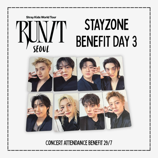 [PRE-ORDER] Stray Kids World Tour <RUN IT SEOUL> STAYZONE DAY 3 (PHOTOCARDS ONLY)