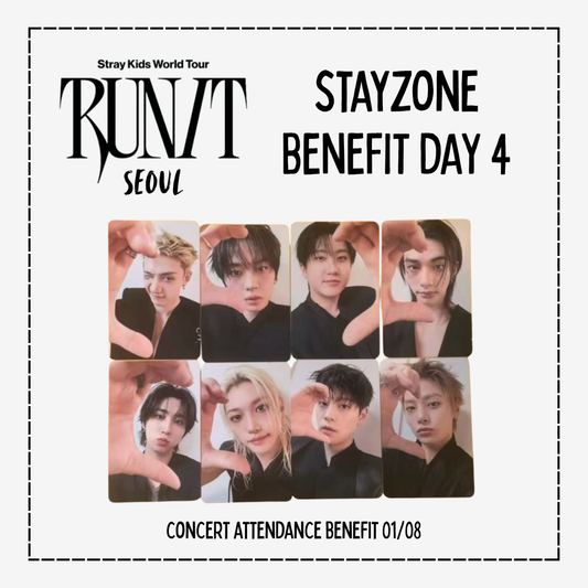 [PRE-ORDER] Stray Kids World Tour <RUN IT SEOUL> STAYZONE DAY 4 (PHOTOCARDS ONLY)