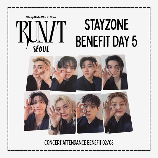 [PRE-ORDER] Stray Kids World Tour <RUN IT SEOUL> STAYZONE DAY 5 (PHOTOCARDS ONLY)